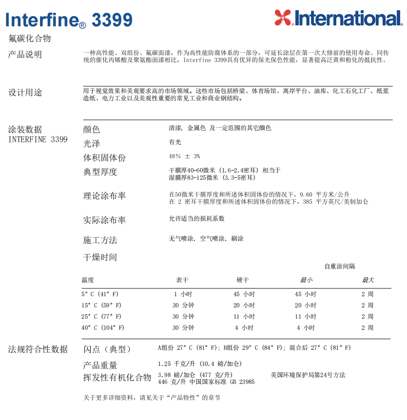 Interfine 3399氟碳化合物防腐涂料