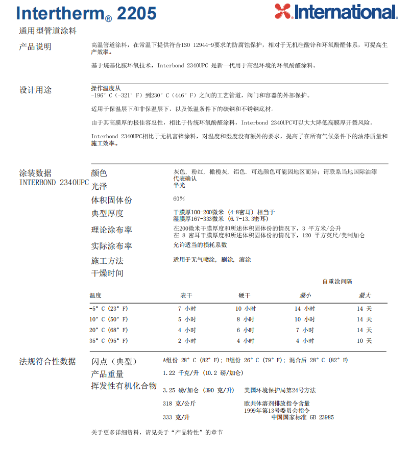 Intertherm 2205热涂环氧铝粉耐高温涂料International国际油漆