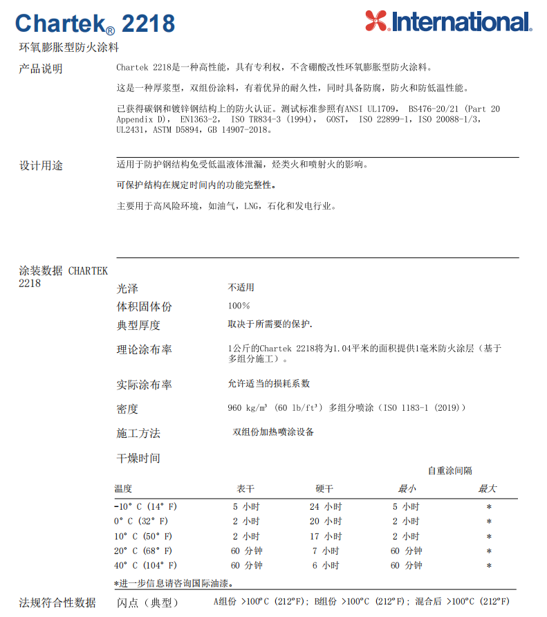 Chartek 2218环氧膨胀型防火涂料阿克苏诺贝尔