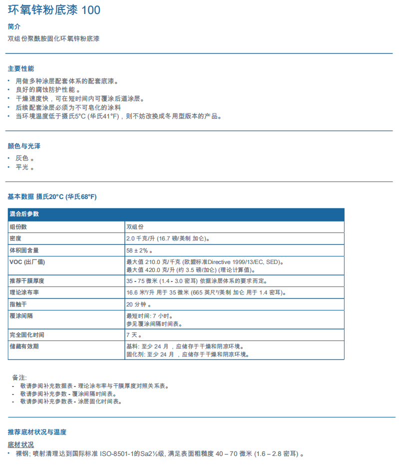 Sigmazinc 100环氧锌粉底漆100ppg涂料