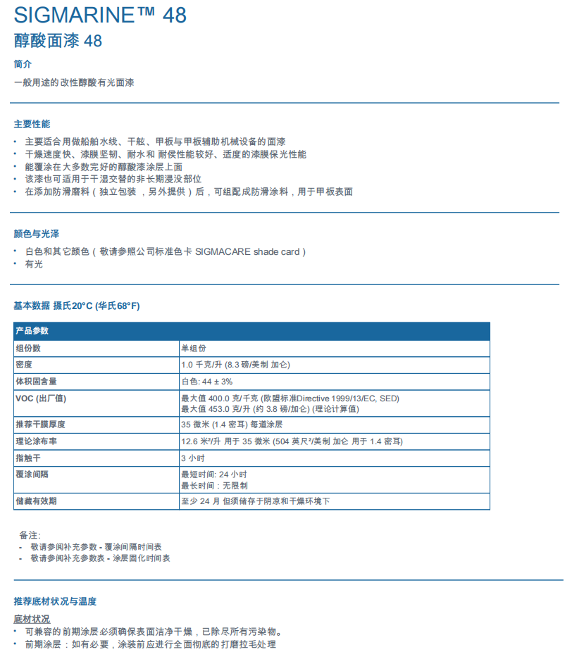 Sigmarine 48醇酸系多用途底漆/面漆PPG油漆