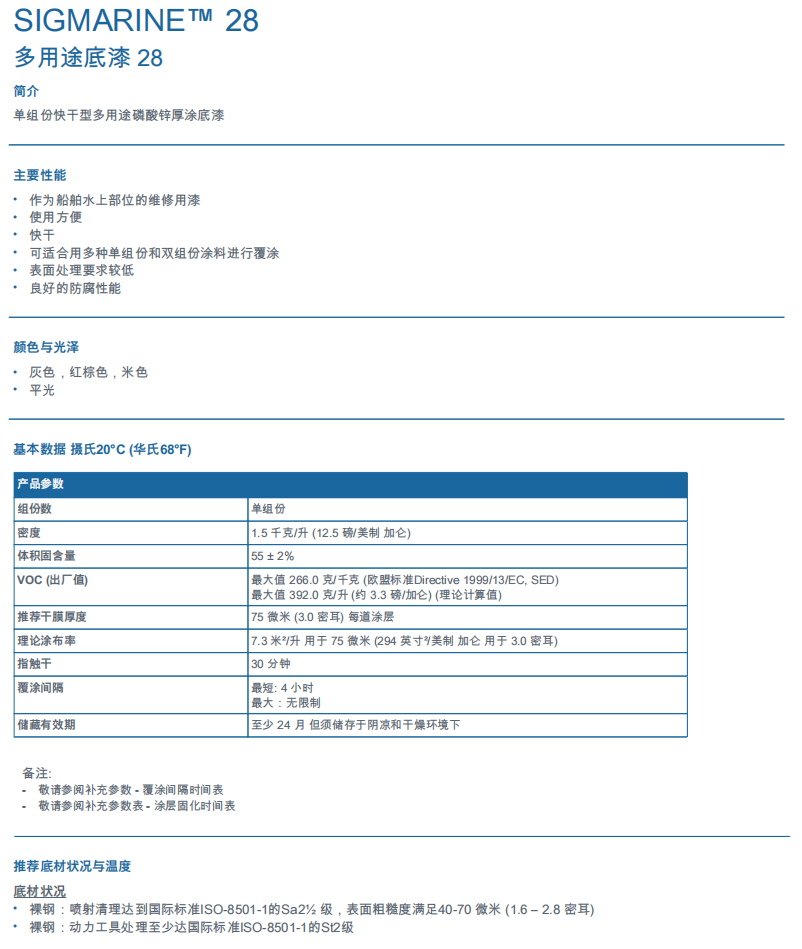 Sigmarine 28多用途底漆PPG工业PPG漆防腐涂料